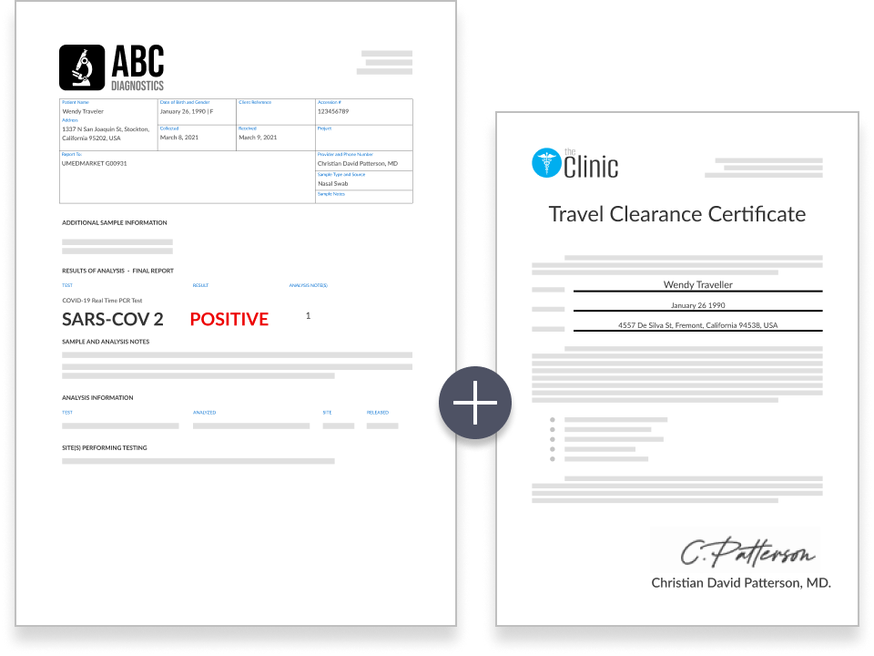 Need a Travel Clearance Letter for a Positive Test Result Banner